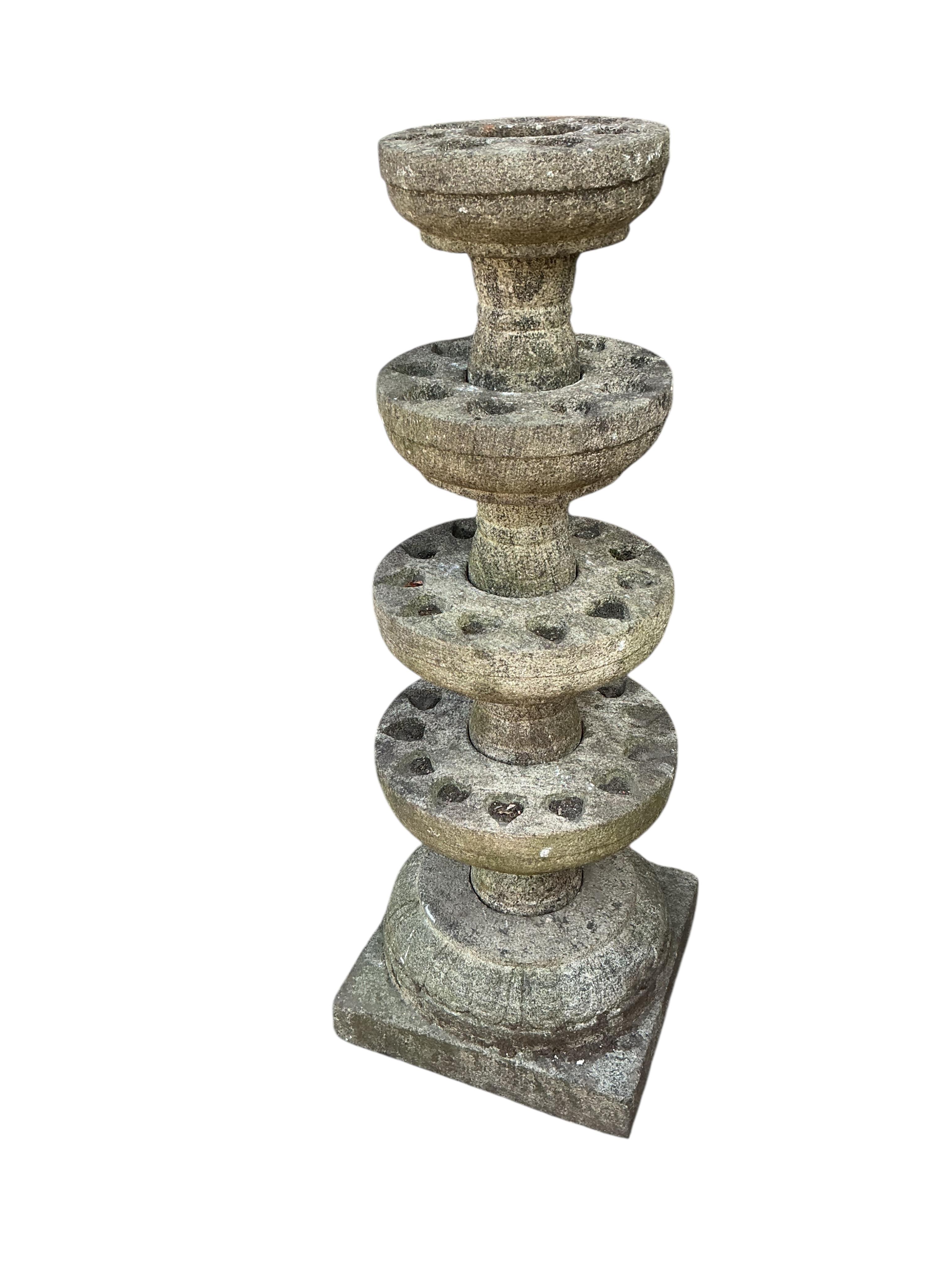 An Indian stone Mandir temple candle, height 113cm